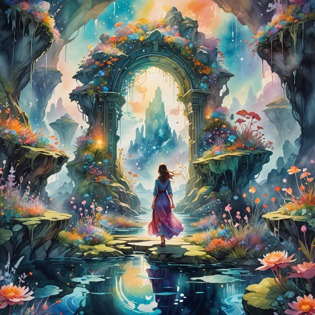 Create an AI-generated image that transports viewers to a surreal dreamlike world, where the boundaries between reality and fantasy blur in...