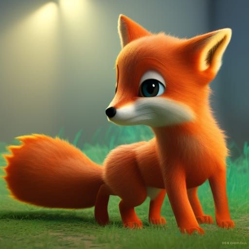Tiny cute baby fox