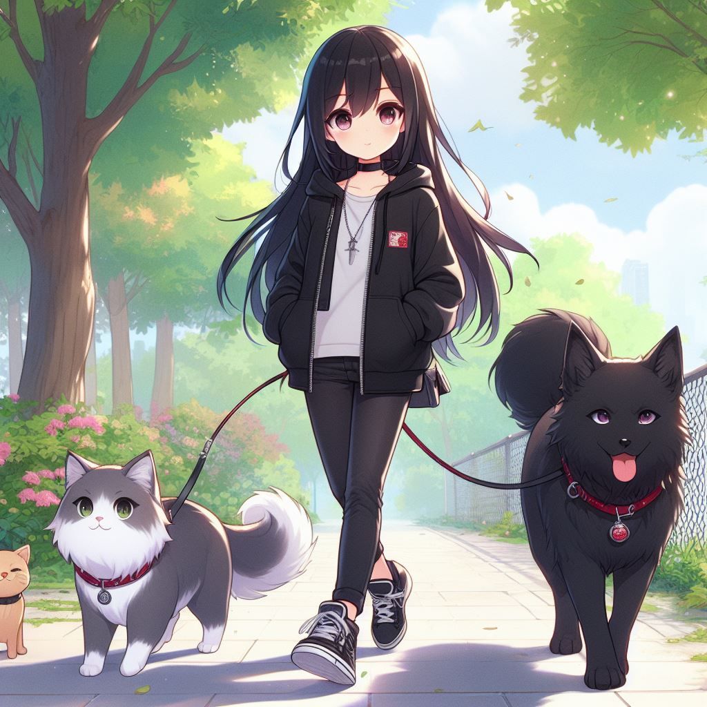 Moon with dogs and cats