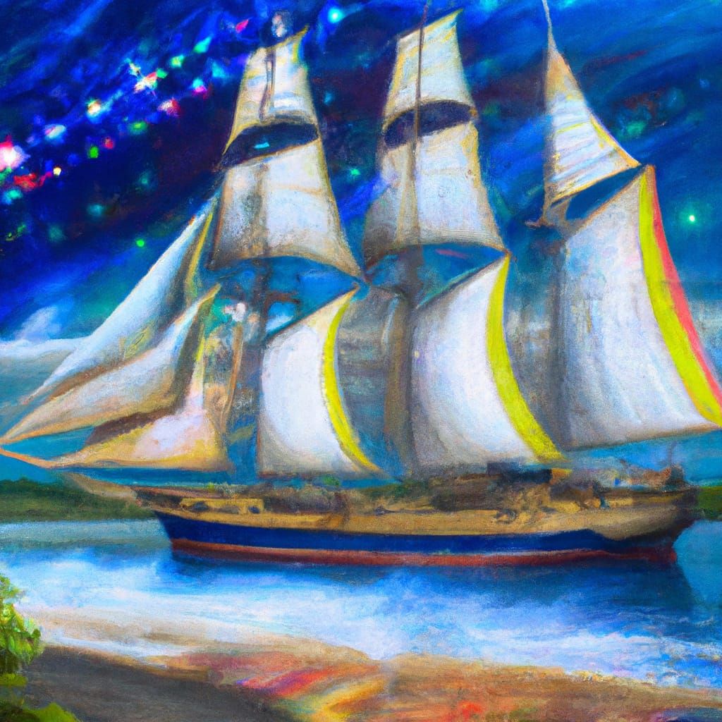 Sailing ship done in wax crayon #4  by @Freyr Wavestrider