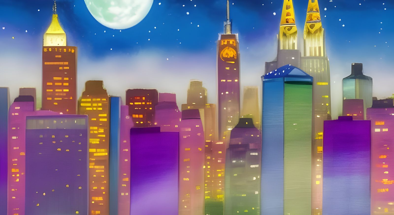 Night Time Skyline #37 - AI Generated Artwork - NightCafe Creator