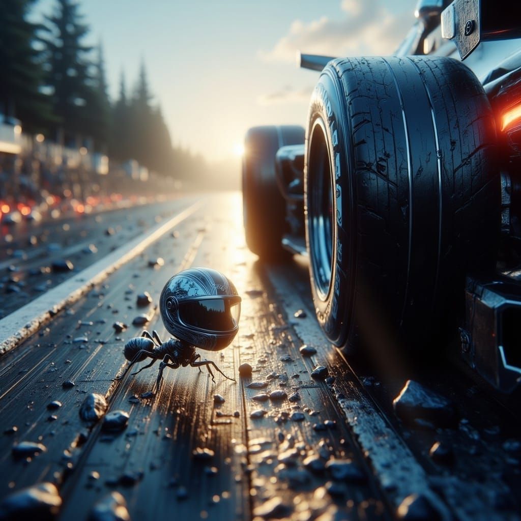 An Ant and a race car.