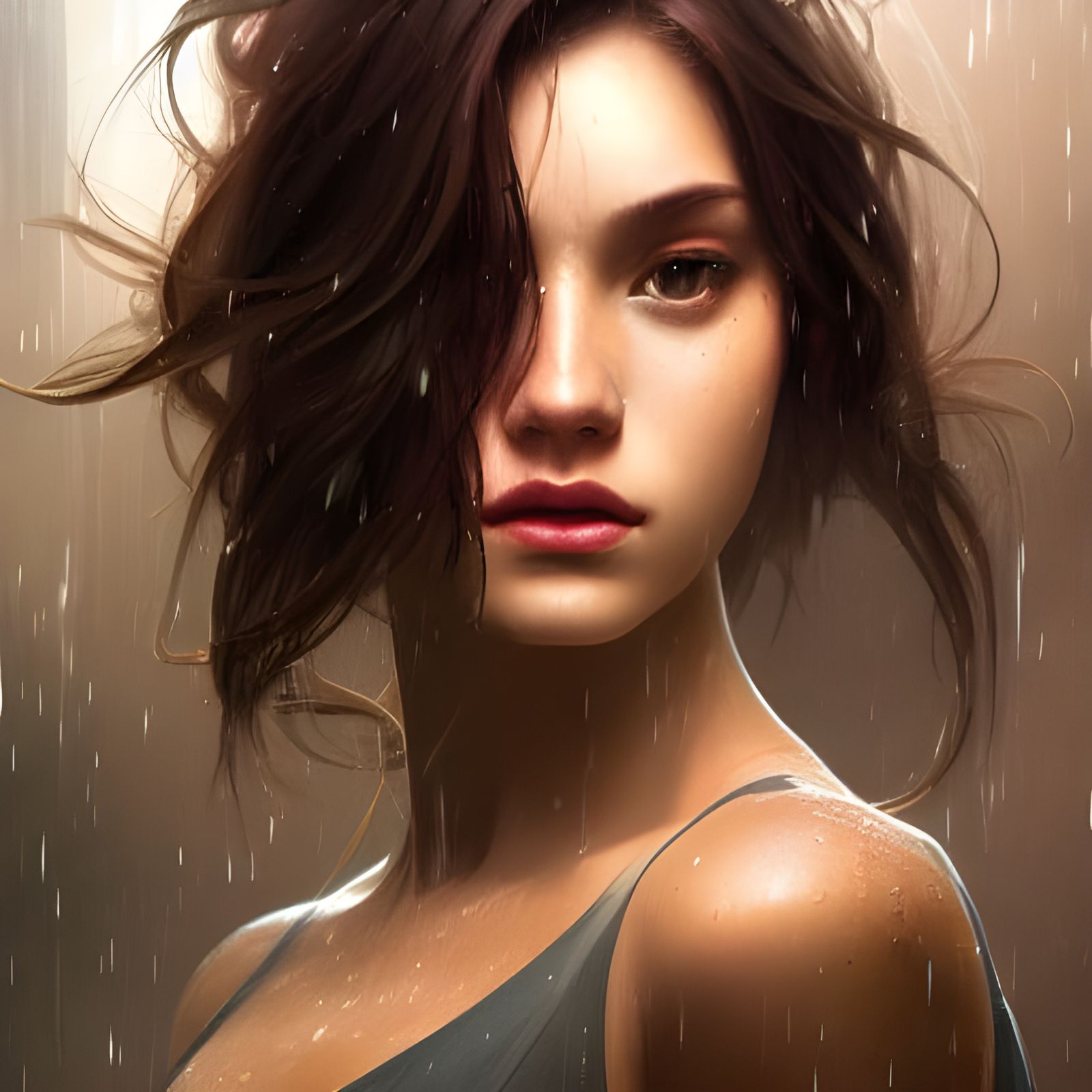 The beautiful dancer in the rain