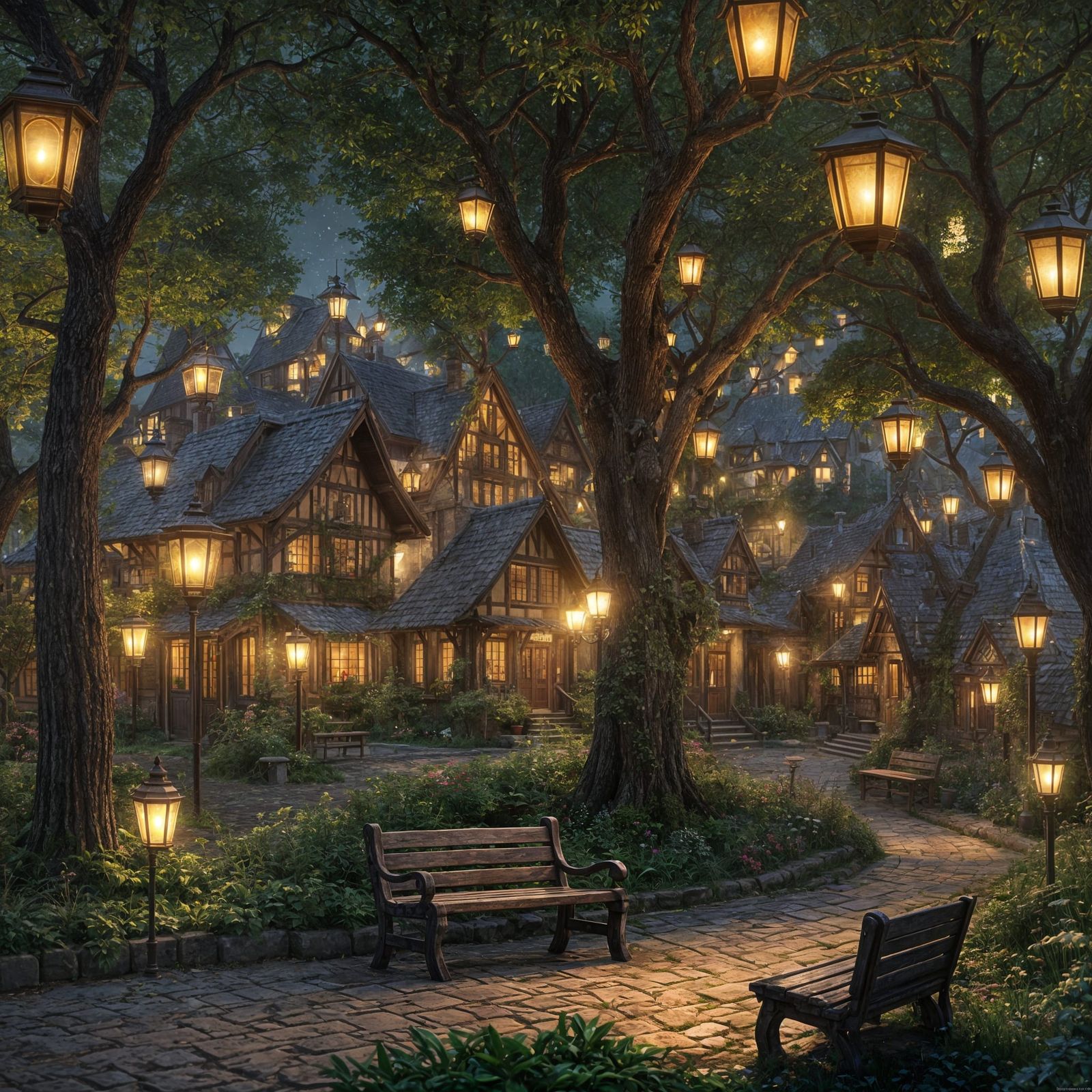 The village of lanterns  by @Shintu
