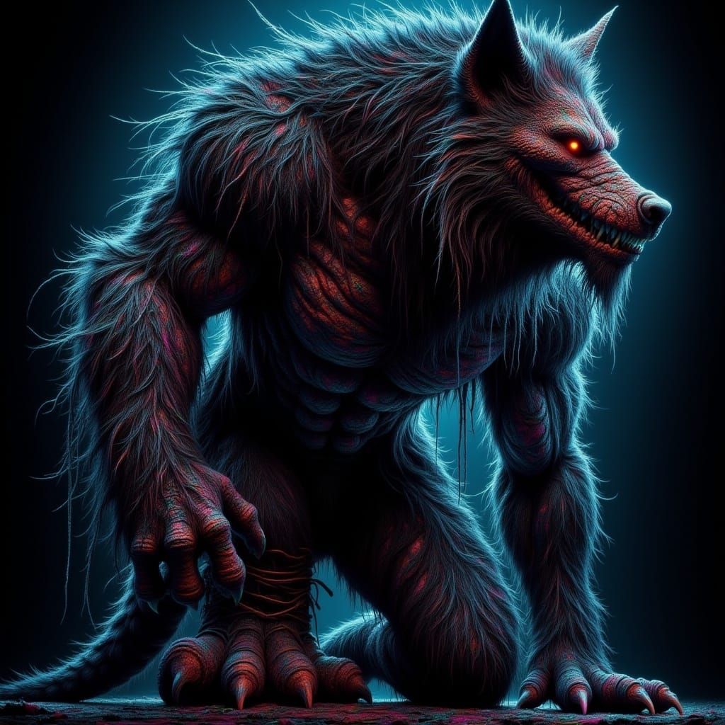 <lora:-Psywolf-:1.0>  a hyperrealistic image of a attractive woman in the style of Simon Bisley with a sinister mood and a more sinister bac...