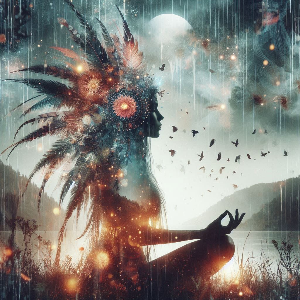 double exposure beautiful fantasy DALL-E 3 portrait landscap...