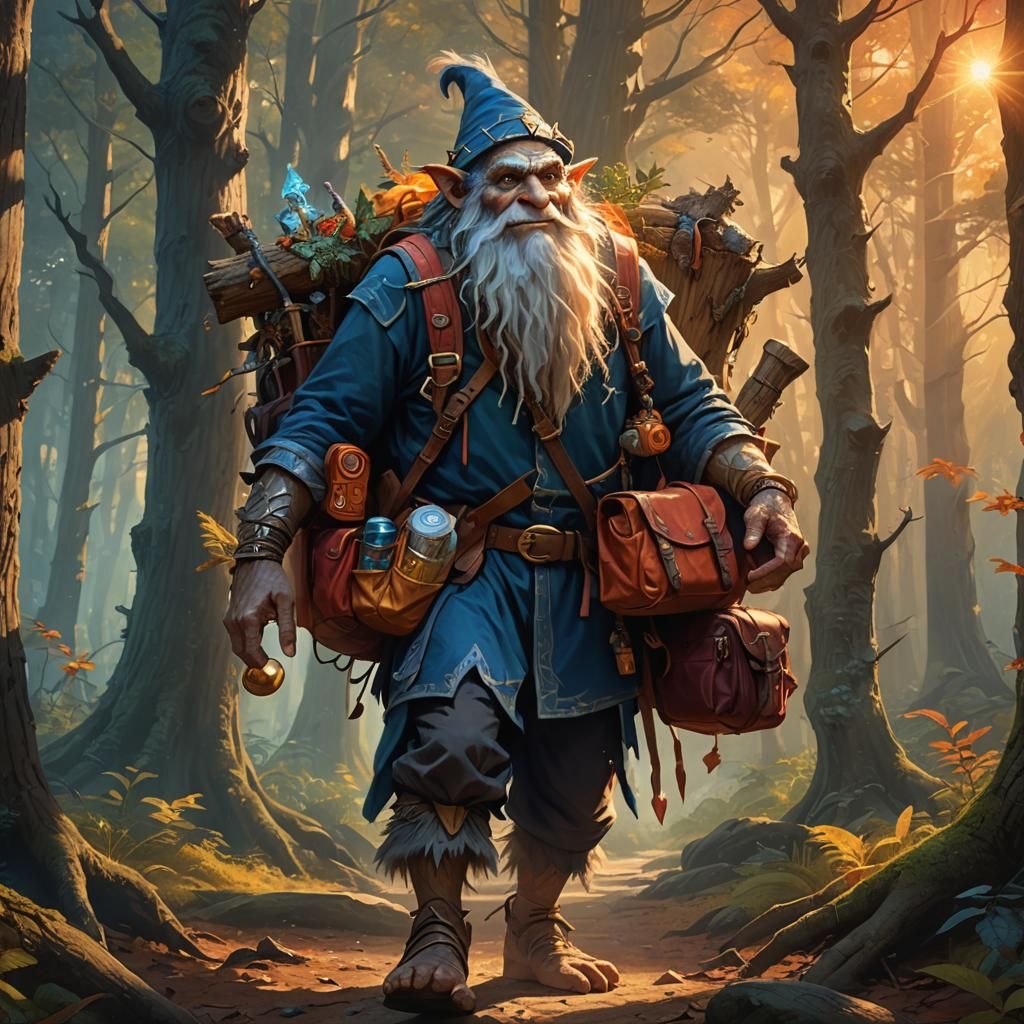 troll wizard with backpack full of items to go on an adventure  by @FernandoAkin