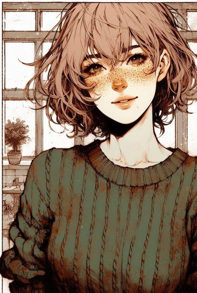 Cable knit, freckles