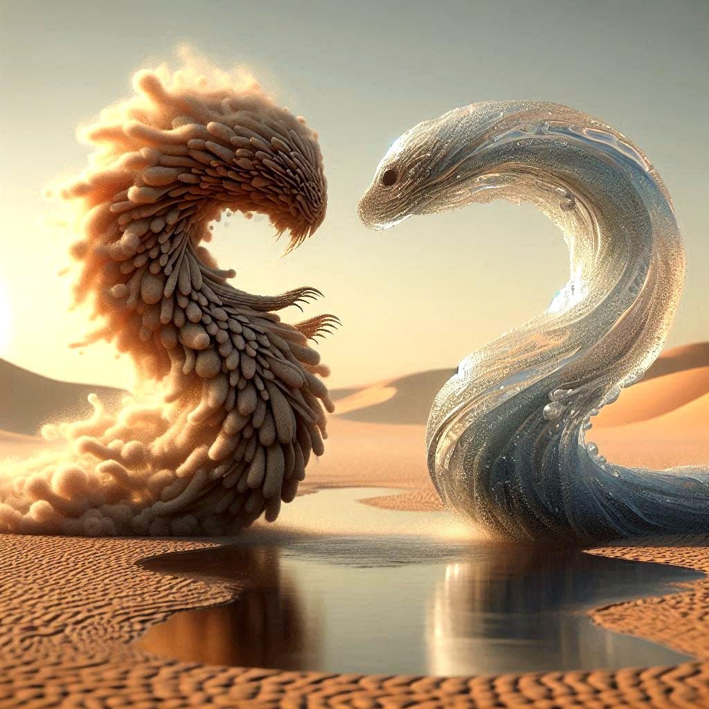 The Desert and the water mirage