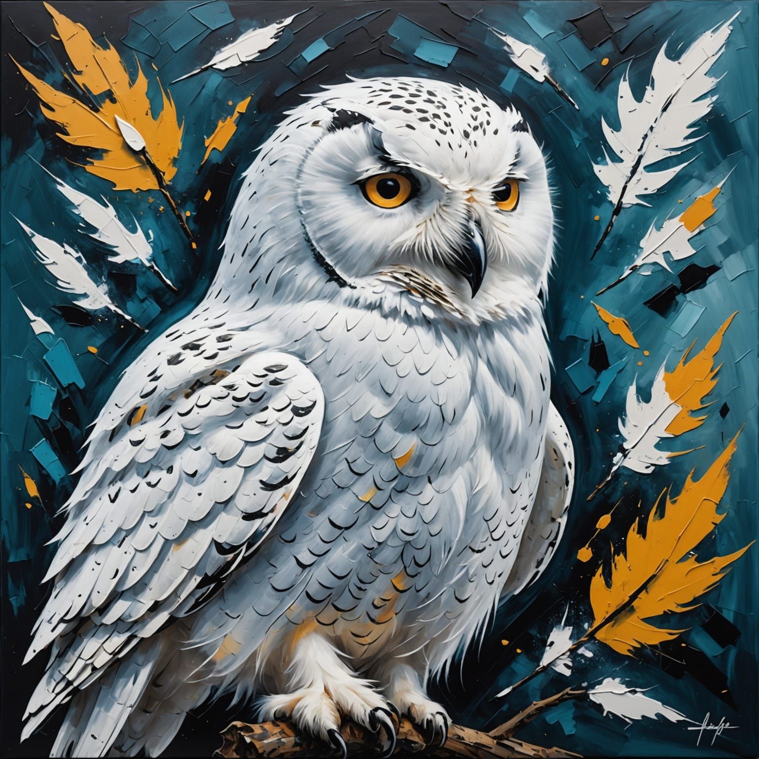 Snowy Owl with colorful backdrop  by @Lady of the Thorns