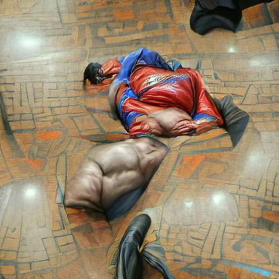 Superman lying on the floor realistic deviant ArtStation