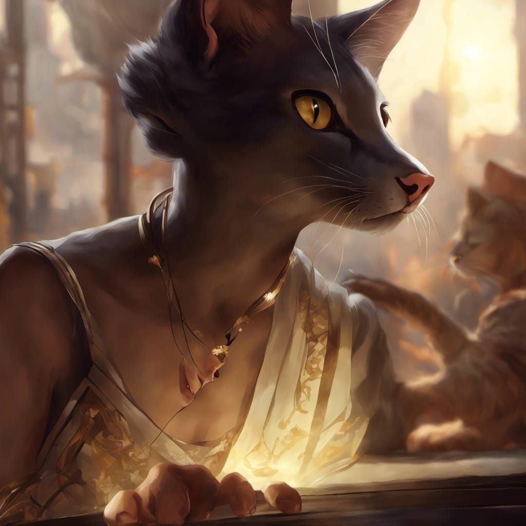 woman cat
