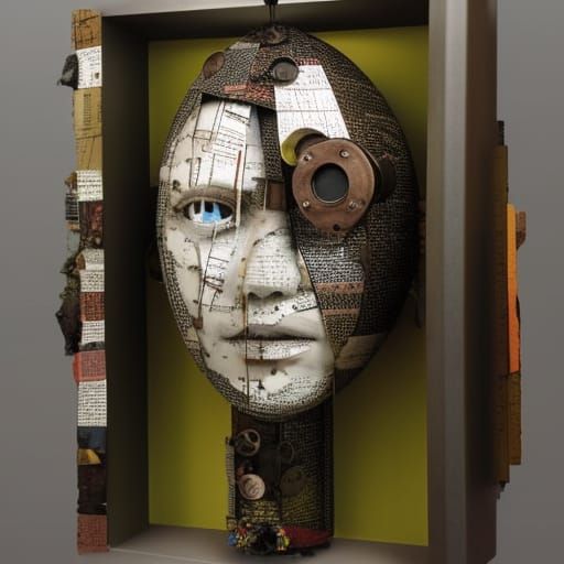 mixedmediastatuedisplaypieceofPapiermâchérecycledphonebook