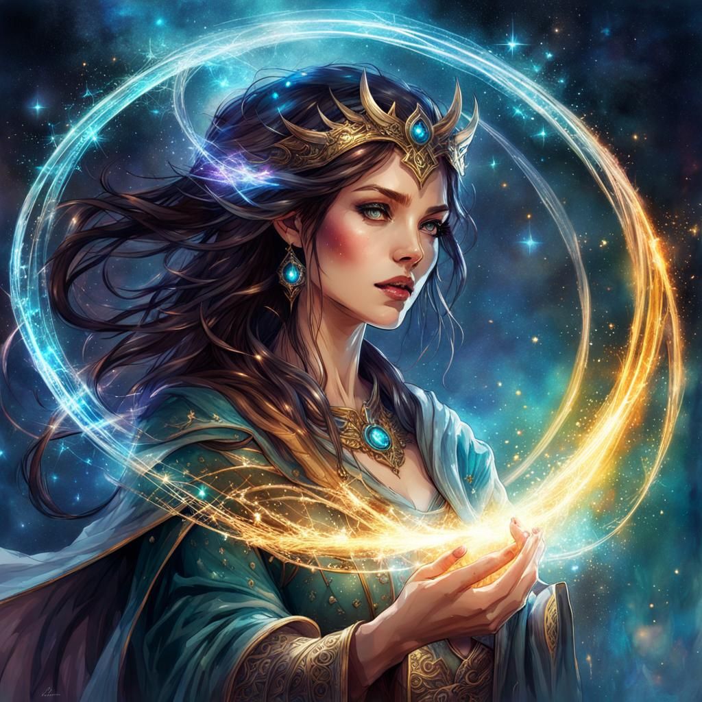 Sorceress casting a spell - AI Generated Artwork - NightCafe Creator