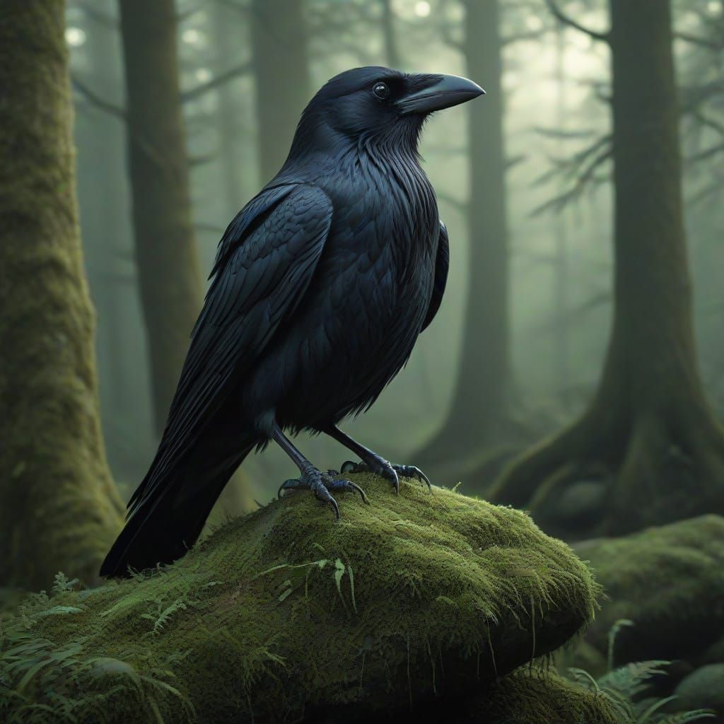 Druidic or celtic myth style raven