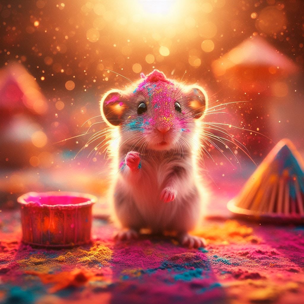 Beautiful cute animal playing holi