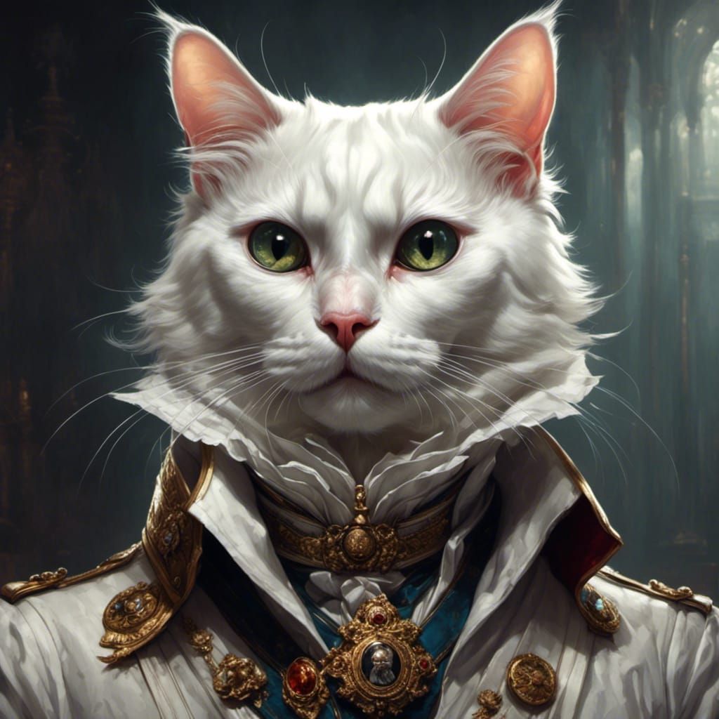 A white anthropomorphic cat general <lora:Anthropomorphic:1.0> 