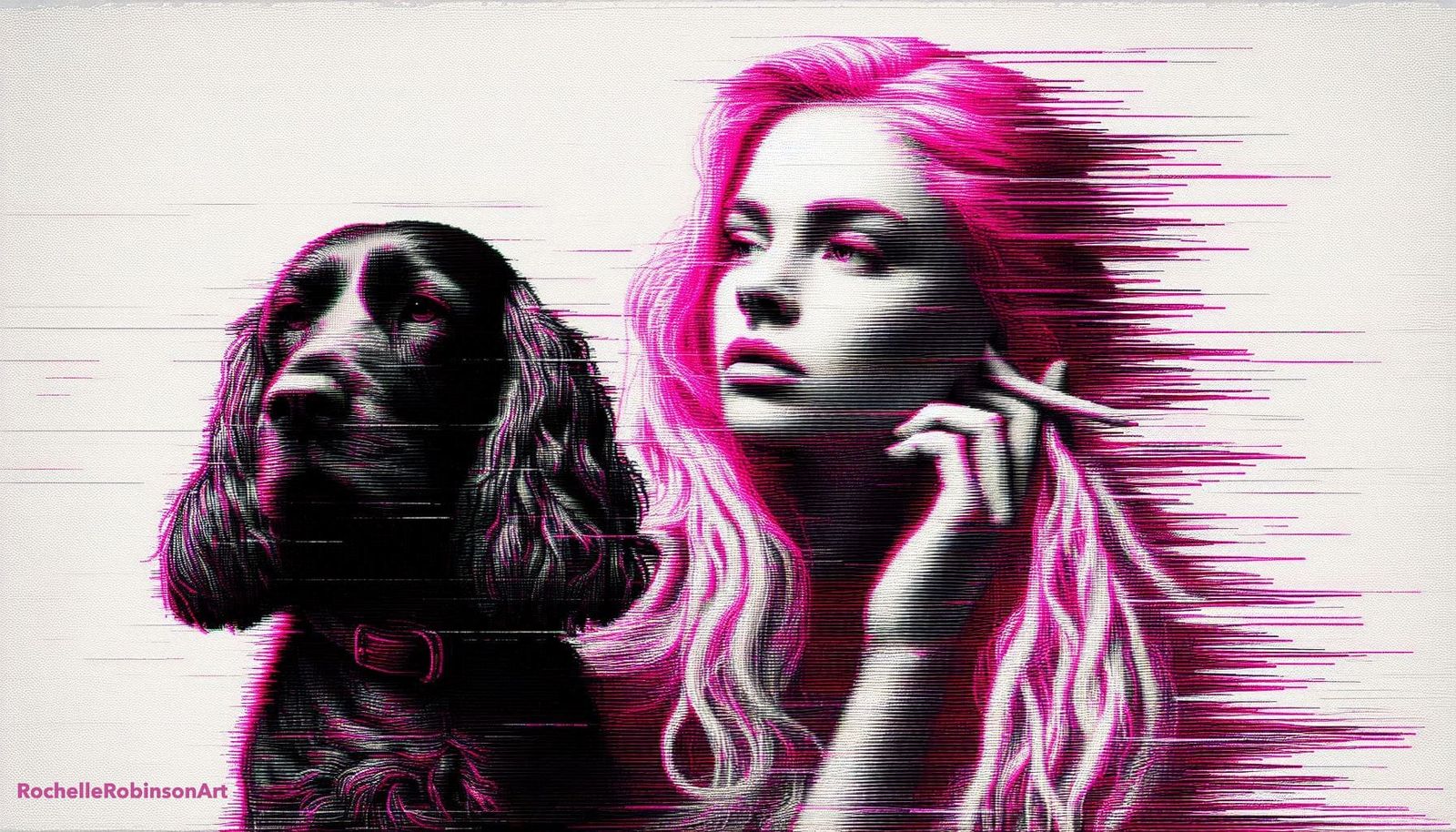 A Woman and Her Dog Mel - Glitch Art