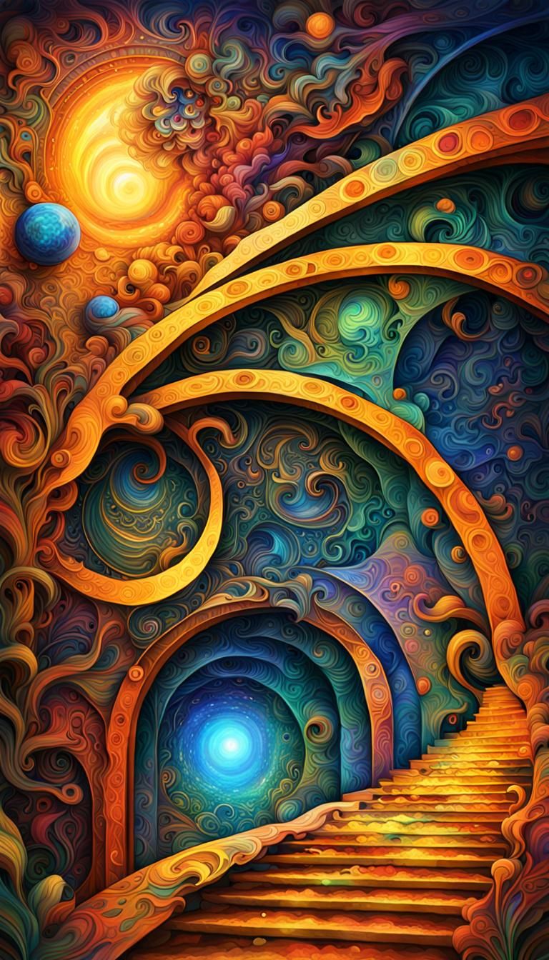 Escaping abstract art complementary colors fine details Jose...