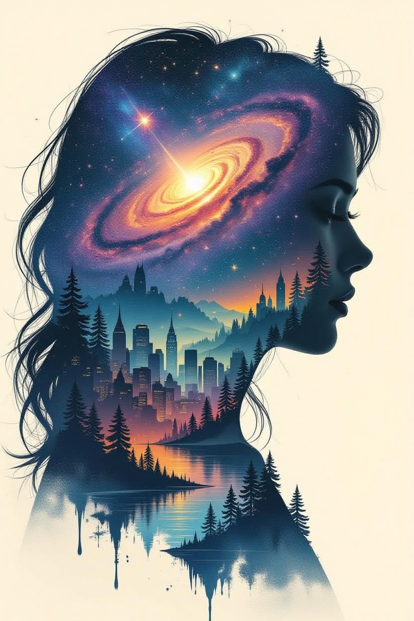 Double exposure portrait