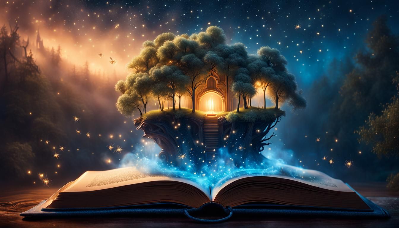 Surreal Miniature World Emerges from Open Book