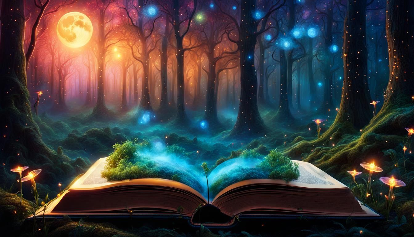 Fantasy World Emerges from Book in Art Nouveau Style