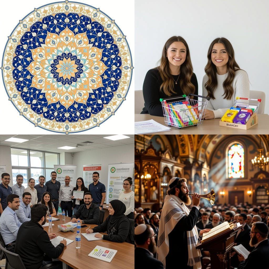 Orthodox Jew Blowing Shofar in Ancient Synagogue