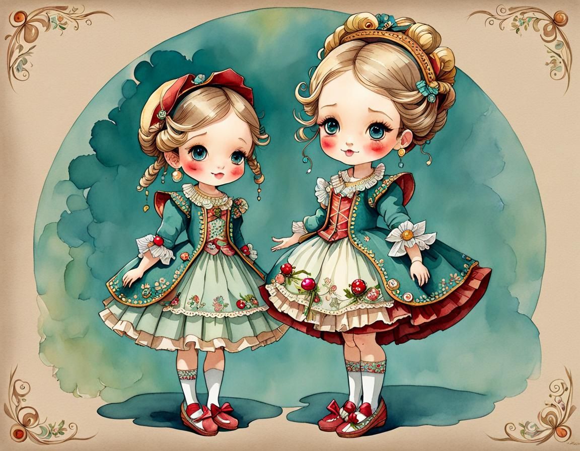Girls dressed up.