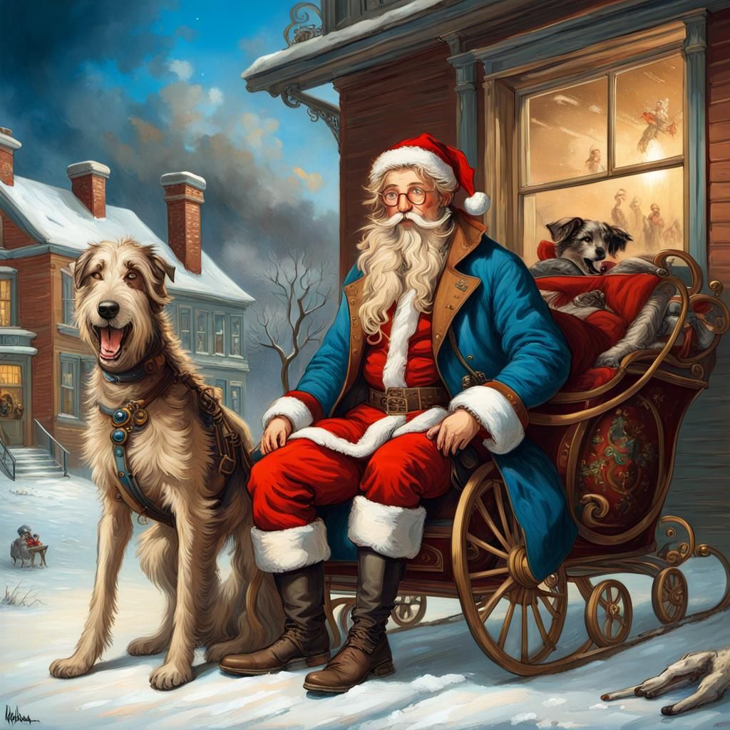 Santa Claus and Irish Wolfhound (Eugène Delacroix)