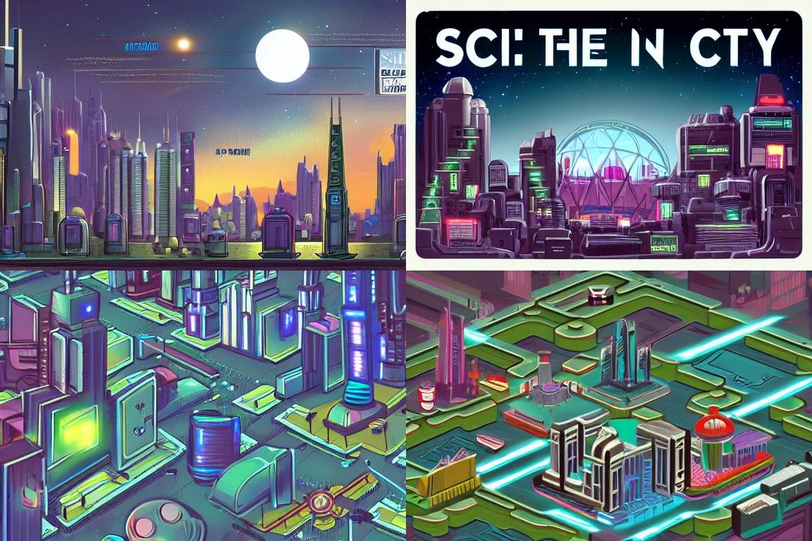 Sci-fi city in the style of Sots art