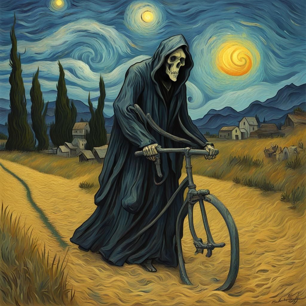 grim reaper in a van gogh world  by @Renee Myers-Harless