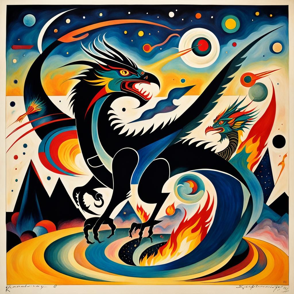 narrative art picture in a picture lots of surreal fire brea...