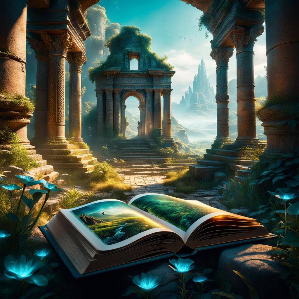 Captivating fantasy realm within the pages of an enchanted b...