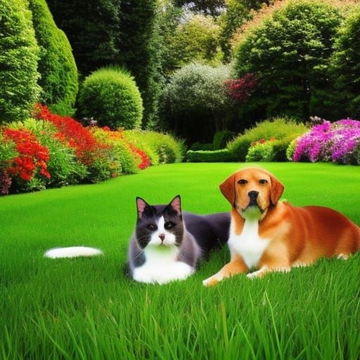 Beautiful cat and dog as friend - AI Generated Artwork - NightCafe Creator