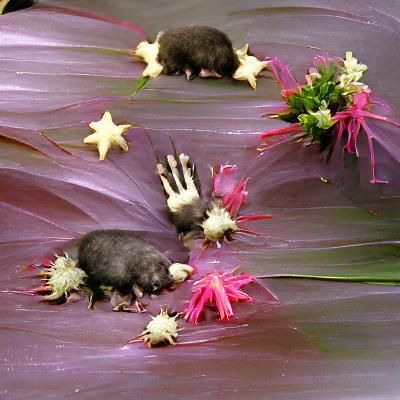 star-nosed mole with flowers