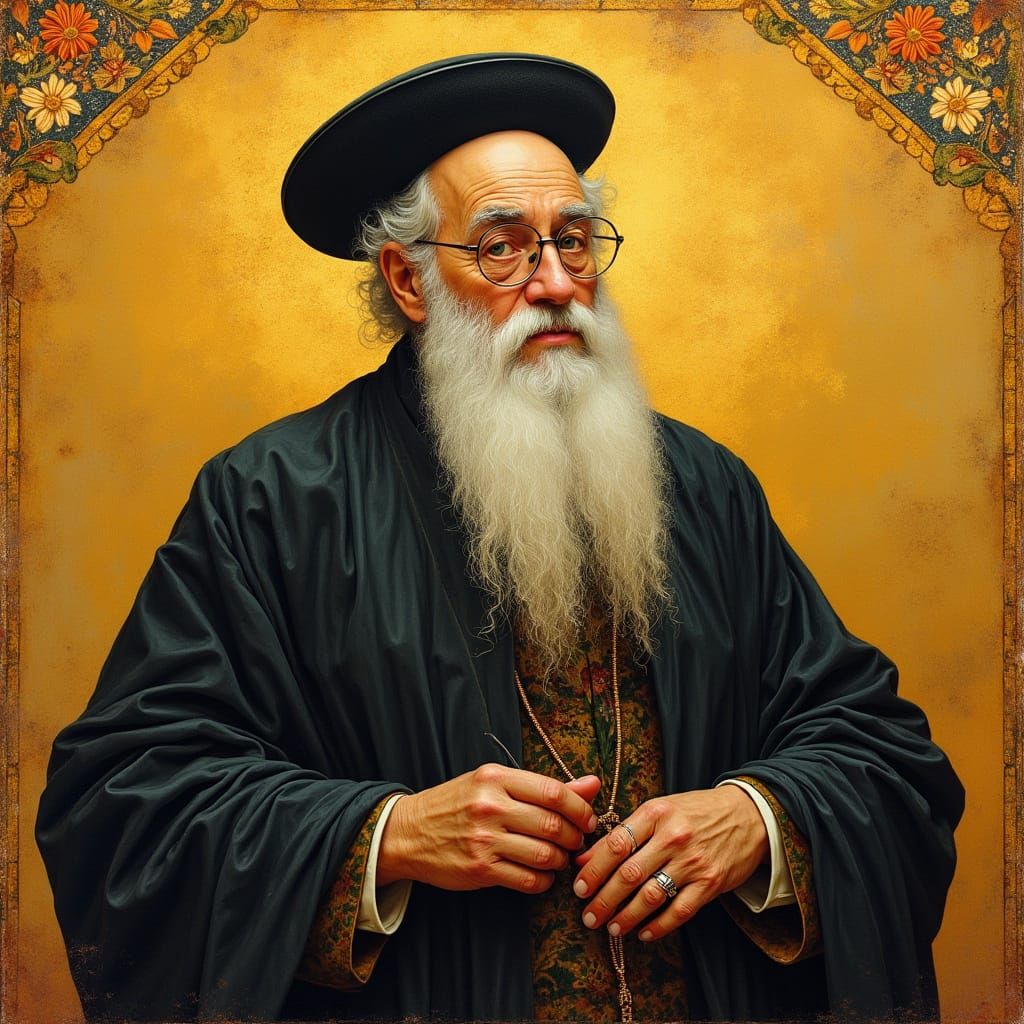 Rabbi Ovadia Portrait in Chagall Style