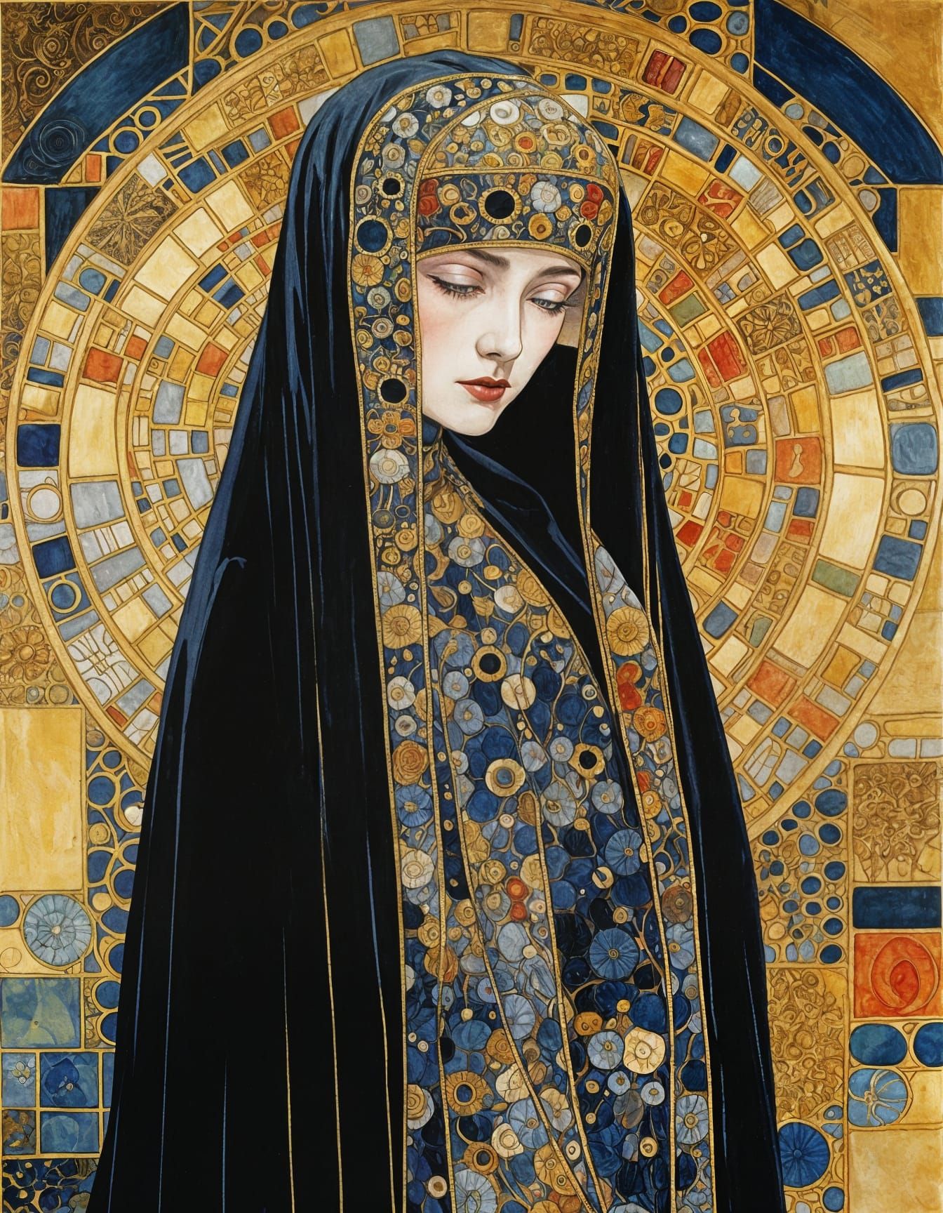 Woman portrait in jasper and spinel