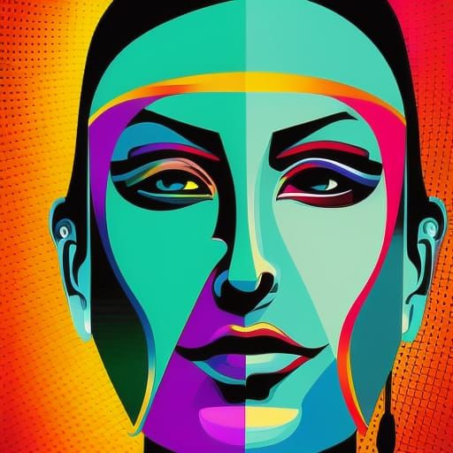 A colorful surreal impressionist SFX vector art portrait of The Face of ...