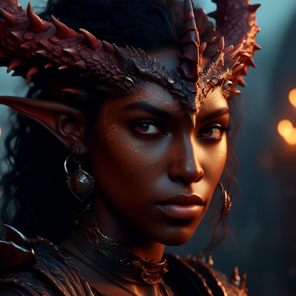 <lora:Ethnic Fantasy:1.0> a close-up of a tired young tiefling and a dragon. Fantasy-art. 3D shading, Photo_realistic, sharp focus, octane...