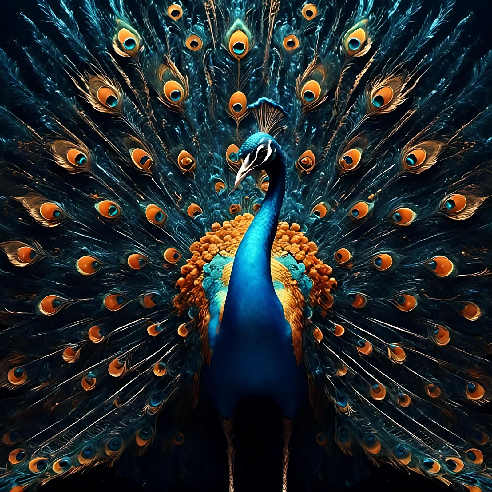 Black Neon Dream Peacock - AI Generated Artwork - NightCafe Creator