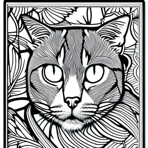 cat coloring page - AI Generated Artwork - NightCafe Creator