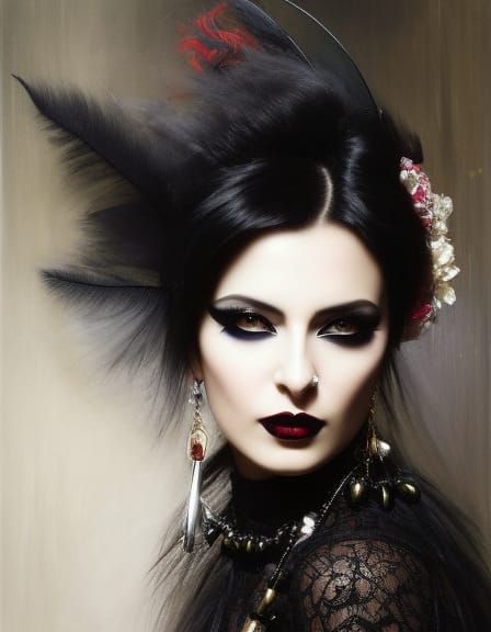 Goth Portrait # 4 - AI Generated Artwork - NightCafe Creator