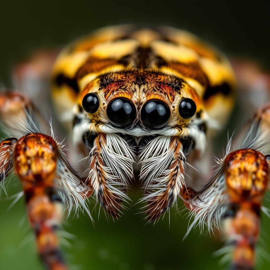 Macro portrait of a spider.