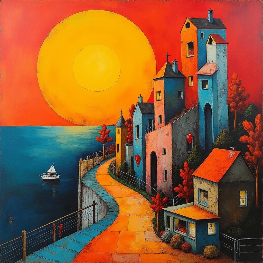 Sunrise in the style of Dada  by @A Secret McDaniel