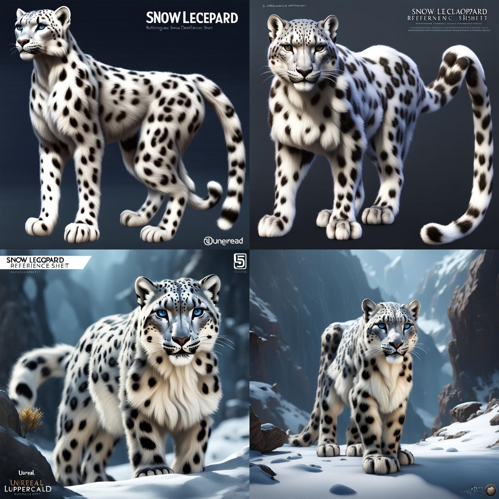 snow leopard reference sheet - AI Generated Artwork - NightCafe Creator