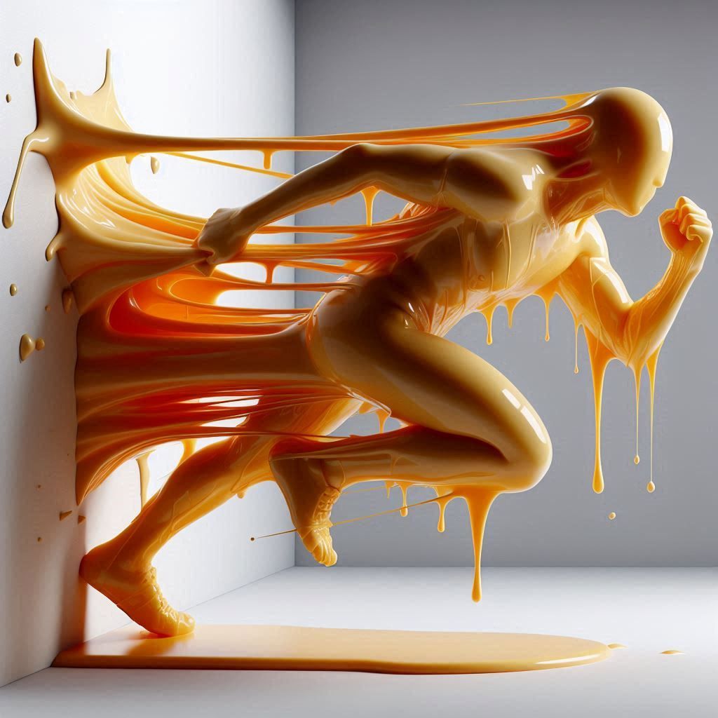 Running sticky Jelly figure peeling wash from wall