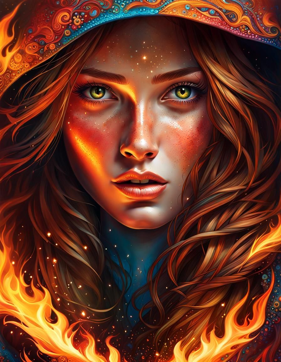 Fire Sorceress - AI Generated Artwork - NightCafe Creator