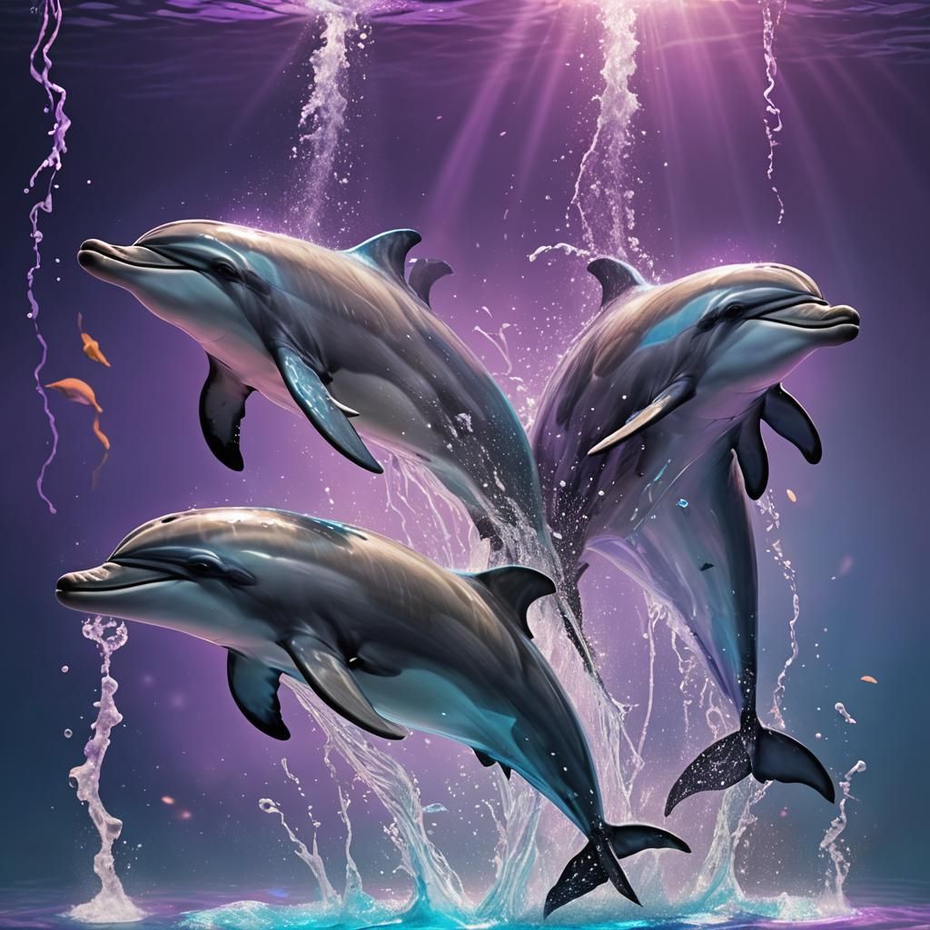 Dolphins Perform in a Vibrant Aquarium Show