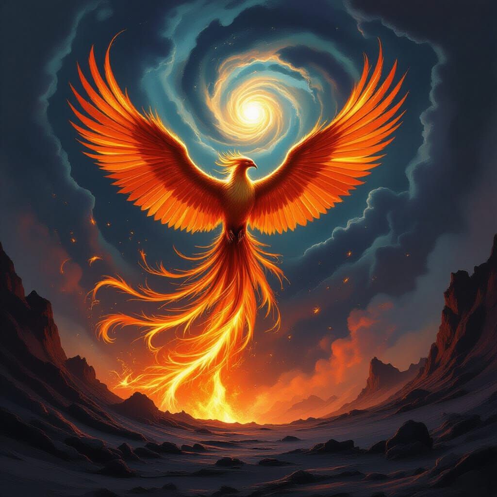 Professional, highly detailed, high-contrast real photography. A majestic eagle with gleaming polished chrome feathers soars over a neon-lit...