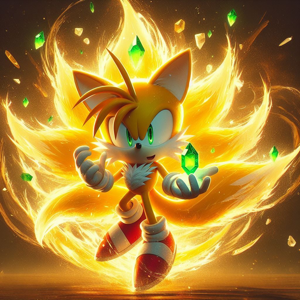 Tails (from Sonic the Hedgehog) with a Chaos Emerald
